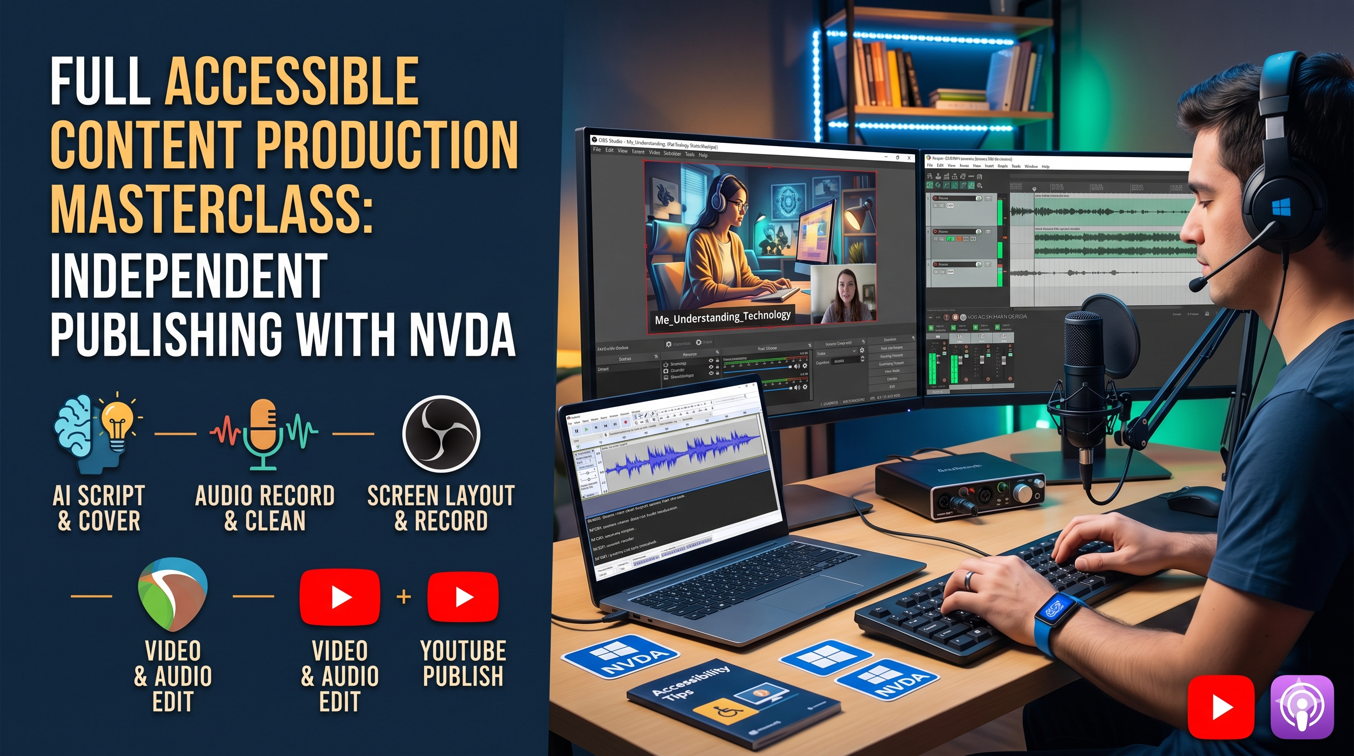 {Erken Erişim} Tam Erişilebilir İçerik Üretimi Masterclass: NVDA ile Bağımsız Yayıncılık kapak resmi